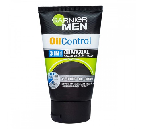 Скраб для лица Garnier Men Turbo Light Oil Control 3in1 Charcoal Wash Scrub & Mask, 100ml, Скраб