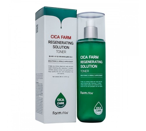 Восстанавливающий тонер для лица с центеллой азиатской FarmStay Cica Farm Regenerating Solution Toner, 200ml, Тонеры, тоники