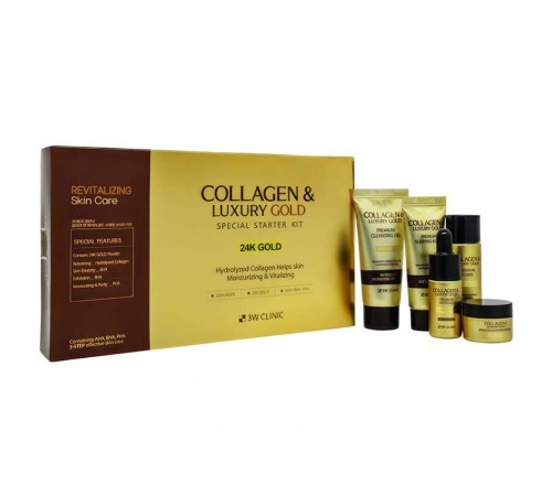 Набор уходовой косметики с коллагеном и золотом 3W Clinic Collagen & Luxury Gold Special Starter Kit