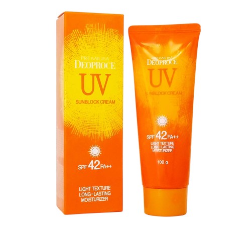 Солнцезащитный крем для лица и тела Deoproce UV Defence Sun Block Cream SPF 42+ PA++ , 100g, Крем Оригинал