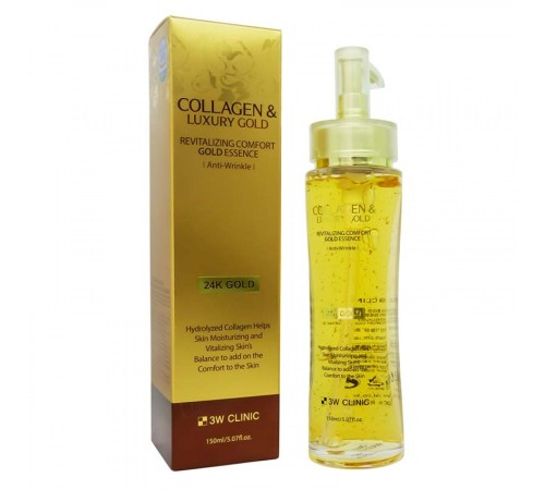 Сыворотка для лица, эссенция с золотом Collagen & Luxury Gold Revitalizing Comfort Gold Essence 3W Clinic, 150ml, Сыворотка Оригинал