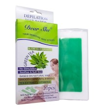 Набор восковых полосок для депиляции Dear She Green Tea 20шт