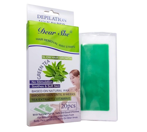 Набор восковых полосок для депиляции Dear She Green Tea 20шт