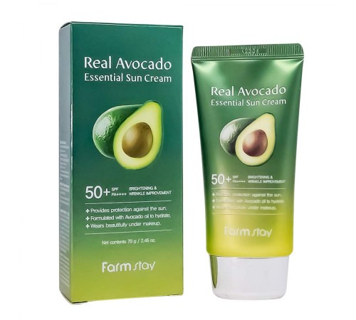 Солнцезащитный крем для лица с экстрактом авокадо Farm Stay Real Avocado UV SPF 50+++Essential Sun Cream, 70g