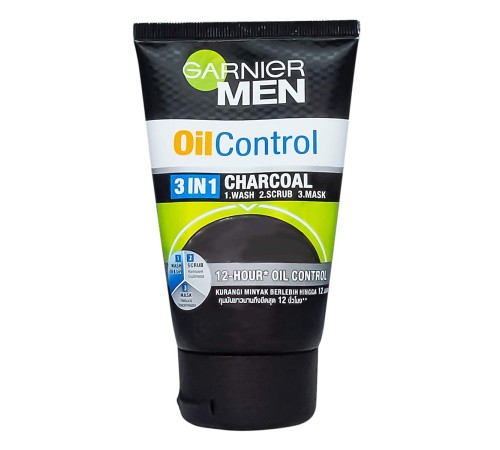 Скраб для лица Garnier Men Turbo Light Oil Control 3in1 Charcoal Wash Scrub & Mask, 100ml