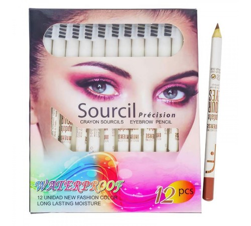 Набор коричневых карандашей для бровей Sourcil Pencil Designer Waterproof 12шт