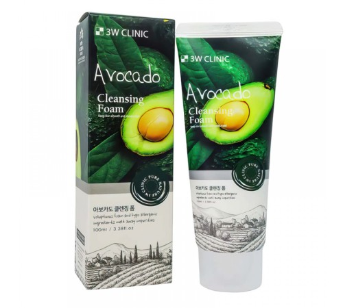 Пенка для умывания 3W Clinic Avocado, 100ml, Средства для умывания