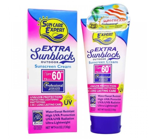 Солнцезащитный крем для тела и лица Sun Care Expert Extra Sunblock SPF60+ РА+++,130 g, Для Лица