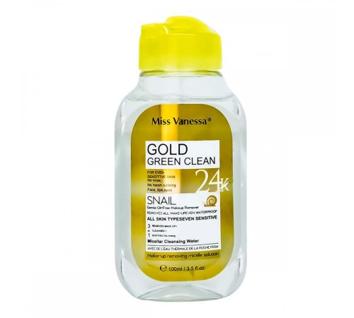 Жидкость для снятия макияжа Miss Vanessa Gold Snail, 100ml (золотой), Для Лица