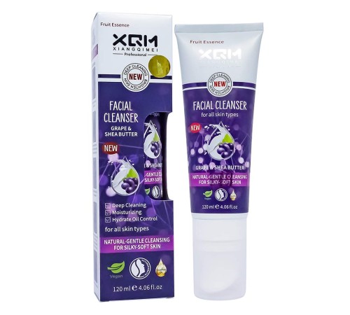 Гель для умывания с щеточкой XQM Grape & Shea Butter, 120ml, Для Лица