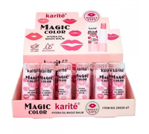 Блеск+бальзам для губ Karite Magic Color (розовый) 24шт, Блеск для губ