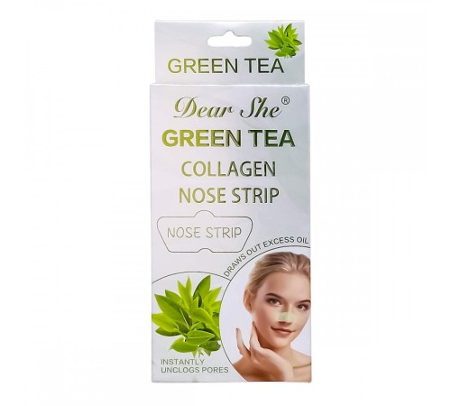 Коллагеновая  полоска для носа Dear She Green Tea 10шт, Для Лица