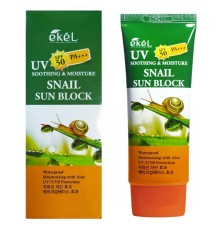 EKEL Soothing & Moisture Snail Sun Block SPF 50/PA+++ - Смягчающий солнцезащитный крем с муцином улитки, 70 ml.