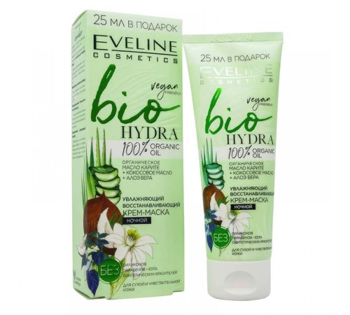 Увлажняющий, восстанавливающий, ночной крем-маска Eveline Bio Hydra, 75ml, Eveline Cosmetics