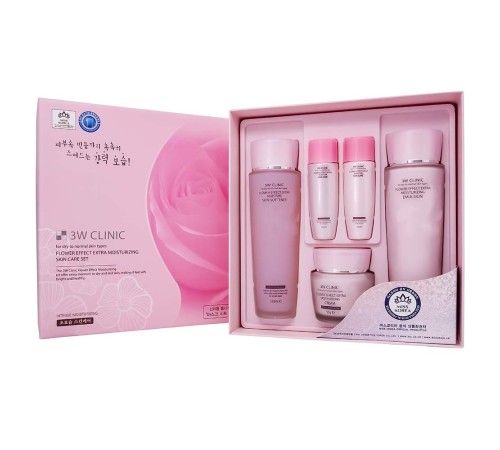 Набор для лица 3W Clinic Flower Effect Extra Moisturizing 3 Set, Набор уходовой косметики