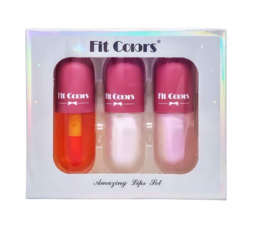 Набор блесков для губ Fit Colors, 3в1, Блеск для губ