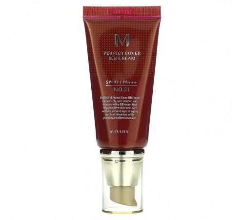 Missha M Perfect Cover BB Крем (SPF 42 PA +++), 50ml., тон 21, Тональный Крем Оригинал