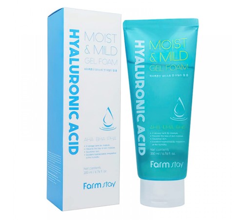 Мягкая гель-пека  FarmStay Hyaluronic Acid Moist & Mild Gel Foam 200ml, Средства для умывания