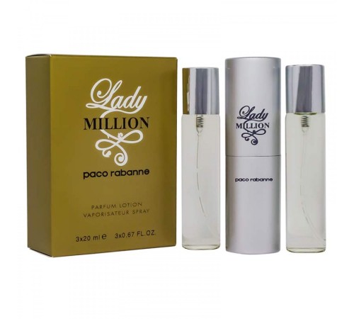 Paco Rabanne Lady Million, 3*20 ml, Набор духов 3 по 20 мл